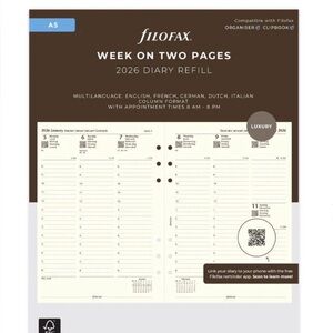UNOPENED Week On Two Pages Diary With Appointments - A5 Cotton Cream 2026